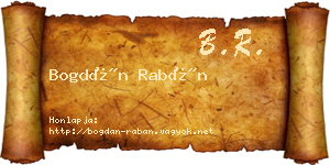 Bogdán Rabán névjegykártya